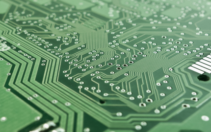 Up close view of a computer chip.