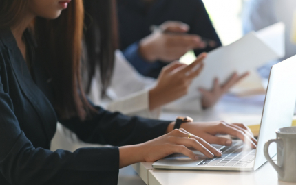 Business people working together with computer laptop