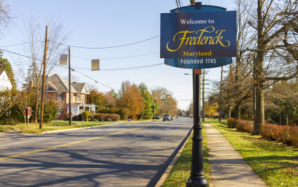 Welcome to Frederick, Maryland sign
