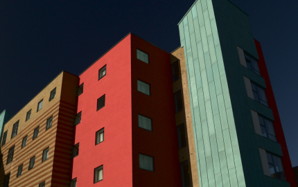 Multi-colored apartment block