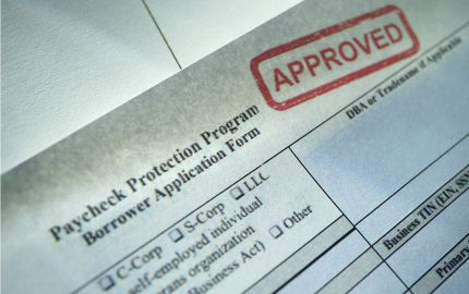 Paycheck Protection Program borrower application form stamped approved