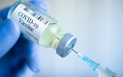 Preparing injection with covid-19 vaccine