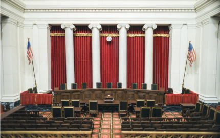 Empty courtroom at the U.S. Supreme court.