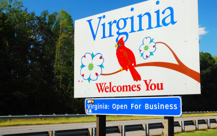 Virginia State Line Welcome Sign