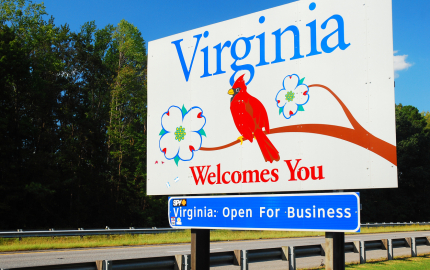 Virginia State Line Welcome Sign