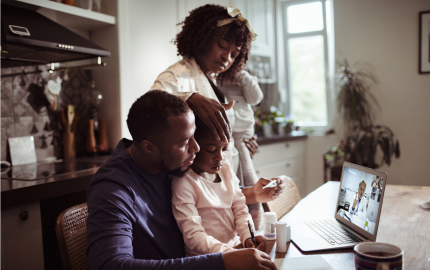 Family Consulting with their Doctor via Telehealth