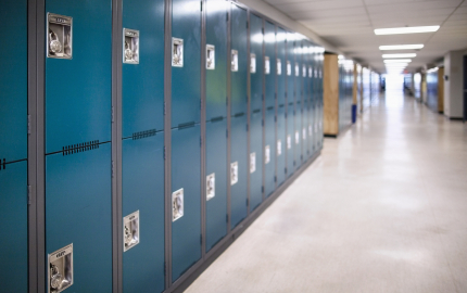 School hallway with lockers.