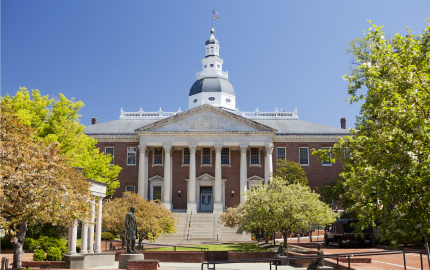 The front of the Maryland State house.