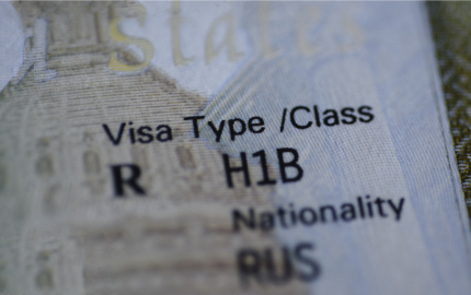 Close up view of a Visa that shows the type, class, and nationality.